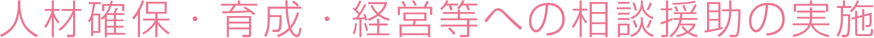 人材確保・育成・経営等への相談援助の実施